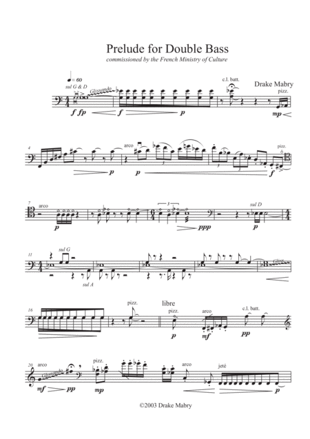 Free Sheet Music Prelude For Double Bass