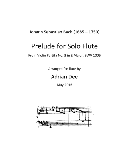 Prelude For Solo Flute Bwv 1006 Sheet Music