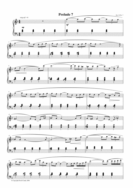 Prelude For Solo Piano Op 16 No 7 Sheet Music