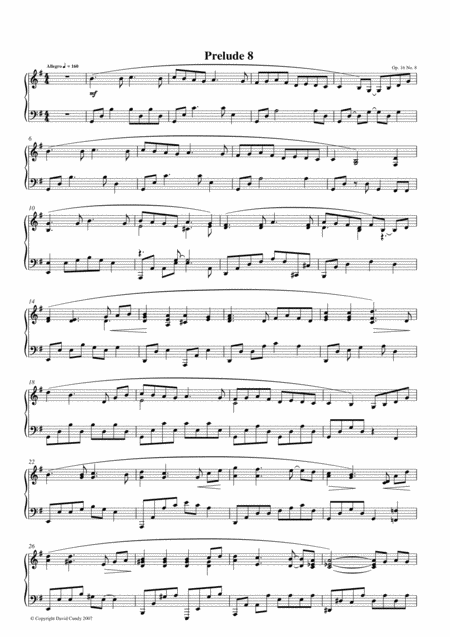 Prelude For Solo Piano Op 16 No 8 Sheet Music