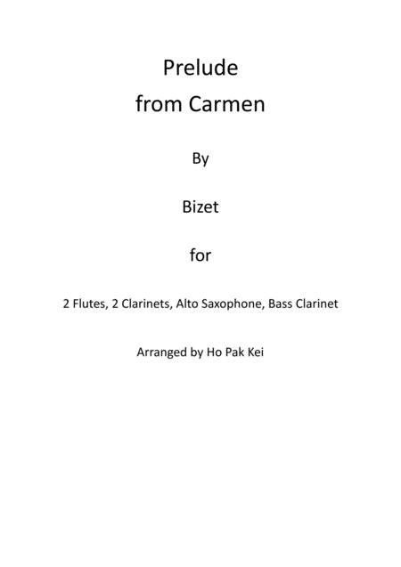 Free Sheet Music Prelude From Carmen For Flutes Clarinets And Saxophone