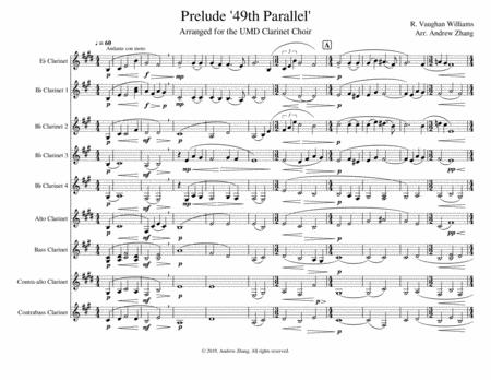 Prelude From The 49th Parallel Arranged For Clarinet Choir Sheet Music