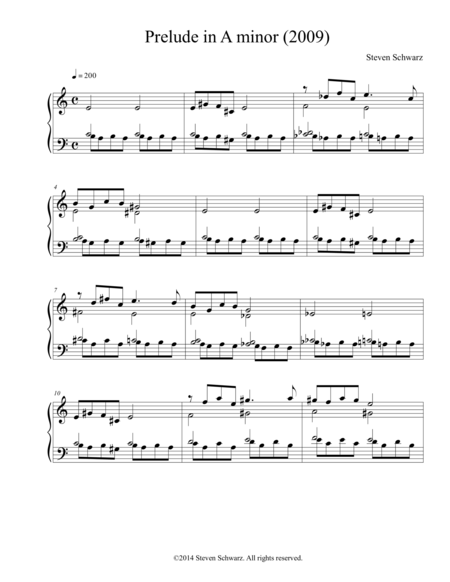 Free Sheet Music Prelude In A Minor 2009