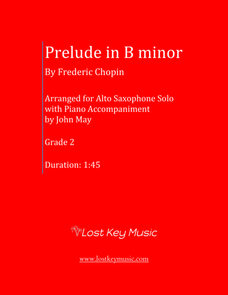 Prelude In B Minor Alto Saxophone With Piano Accompaniment Sheet Music