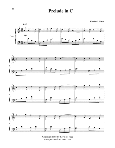 Free Sheet Music Prelude In C Easy Piano Solo