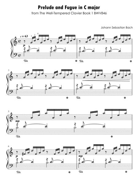 Free Sheet Music Prelude In C Major Prelude Fugue Js Bach With Note Names