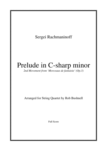 Prelude In C Sharp Minor Rachmaninoff String Quartet Sheet Music