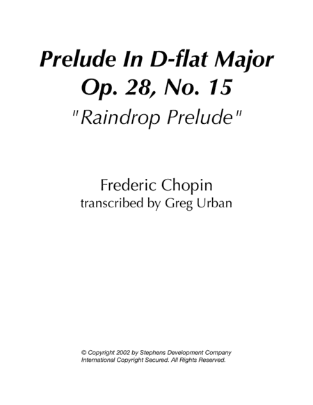 Free Sheet Music Prelude In D Flat Major Op 28 No 15 Raindrop Prelude Chopin