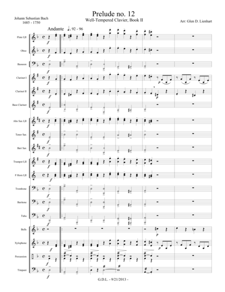 Free Sheet Music Prelude No 12 Well Tempered Clavier Book Ii