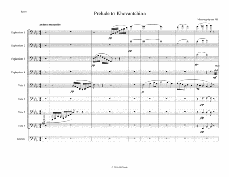 Prelude To Khovantchina For Tuba Ensemble And Timpani Sheet Music