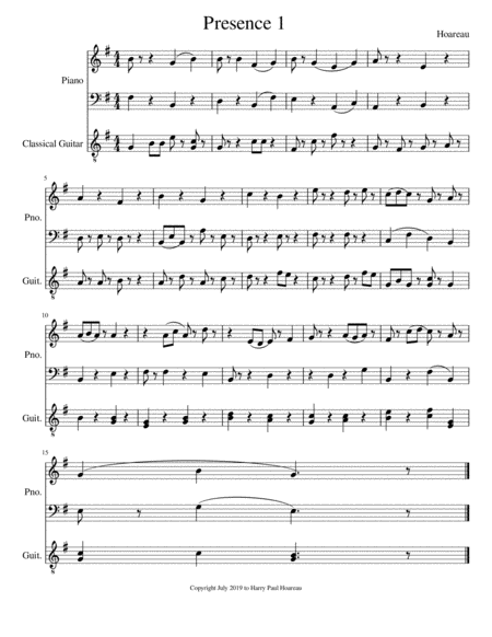 Presence 1 Piano And Guitar Sheet Music