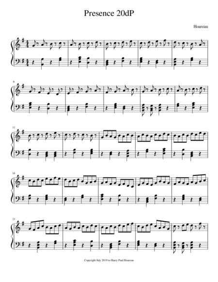 Presence 20d Piano Sheet Music