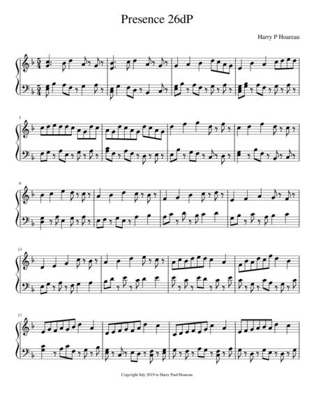 Presence 26d Piano Sheet Music