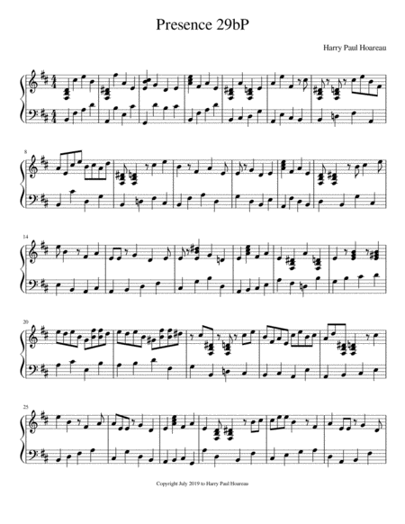 Presence 29b Piano Sheet Music