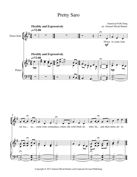 Free Sheet Music Pretty Saro