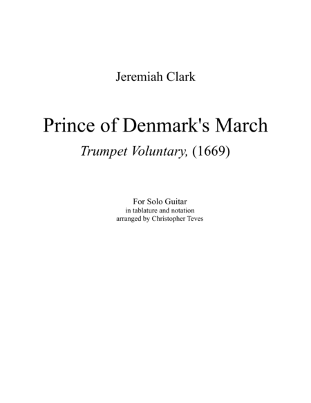 Free Sheet Music Prince Of Denmarks March Trumpet Voluntary For Solo Guitar Tablature