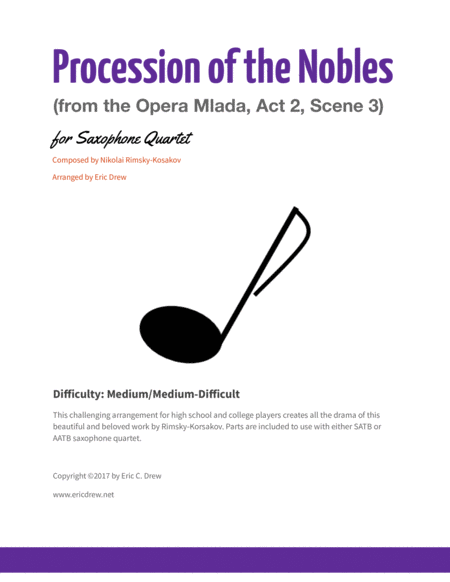 Procession Of The Nobles From The Opera Mlada Act 2 Scene 3 Sheet Music