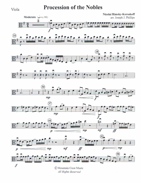 Free Sheet Music Procession Of The Nobles Viola