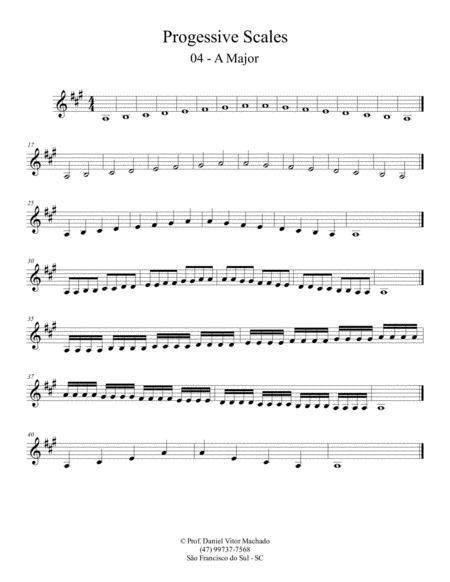 Progressive Scales Violin A Major Sheet Music