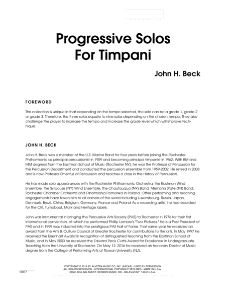 Free Sheet Music Progressive Solos For Timpani