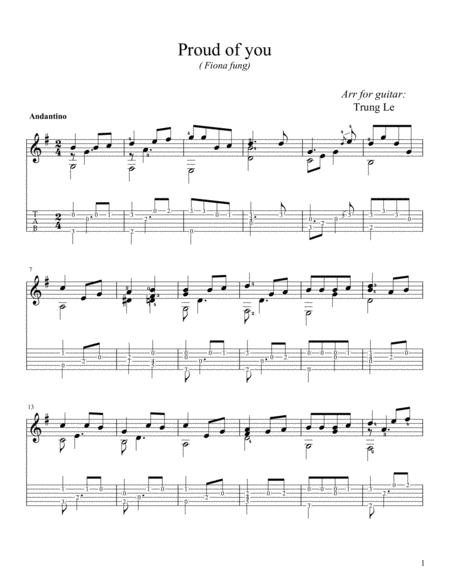 Proud Of You Guitar Sheet Music