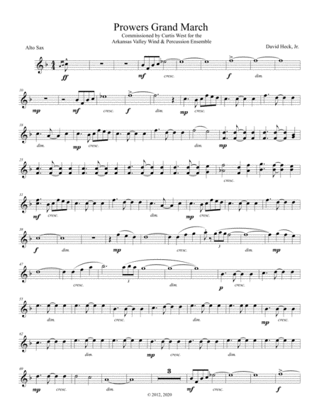 Prowers Grand March Alto Saxophone Sheet Music