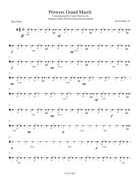 Free Sheet Music Prowers Grand March Bass Drum
