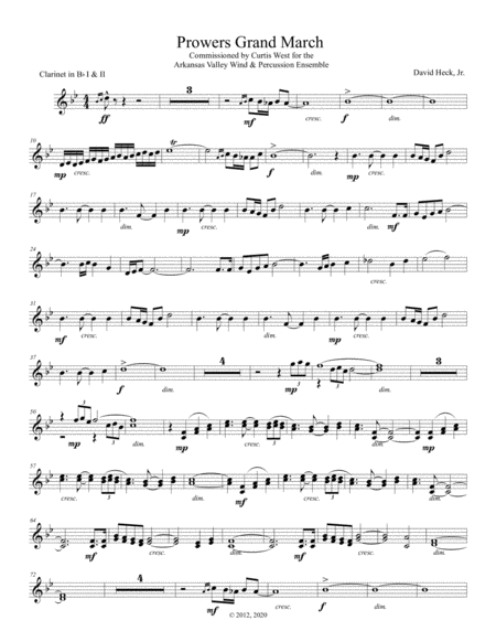 Free Sheet Music Prowers Grand March Clarinet In Bb I And Ii