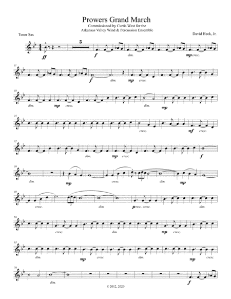 Prowers Grand March Tenor Saxophone Sheet Music