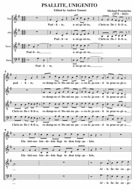 Free Sheet Music Psallite Unigenito A Cappella
