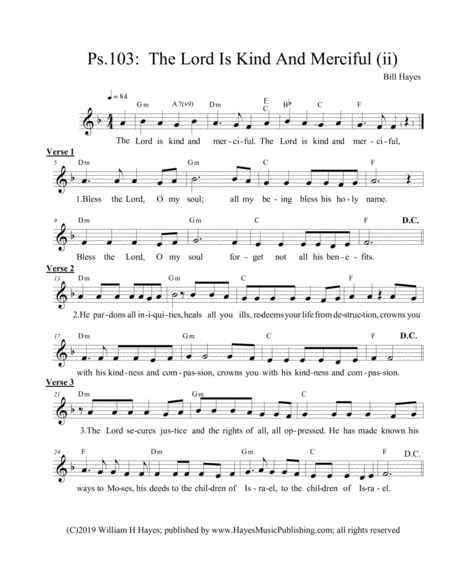 Psalm 103 The Lord Is Kind And Merciful Ii Sheet Music