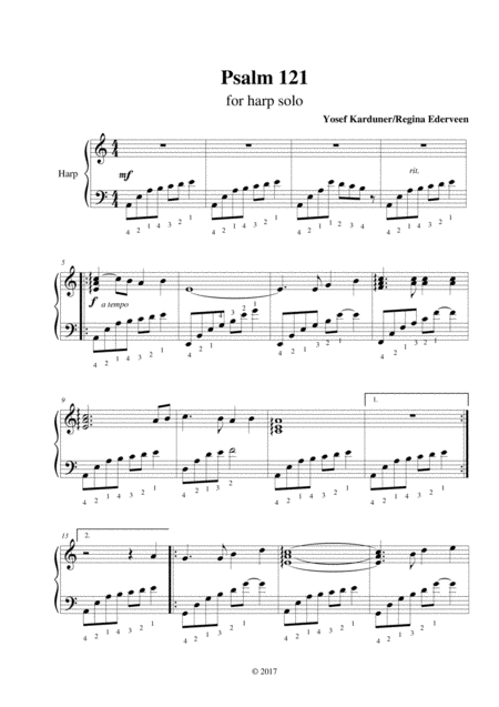 Free Sheet Music Psalm 121 Lever Harp Solo