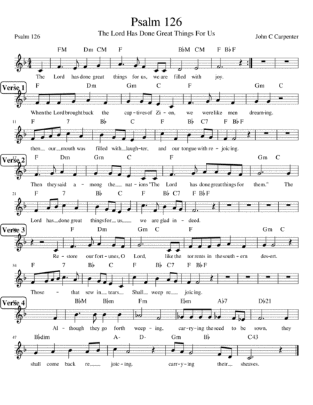 Psalm 126 The Lord Has Done Great Things For Us Low Voice Sheet Music