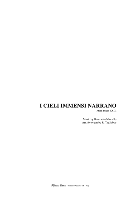 Psalm 18 19 I Cieli Immensi Narrano By B Marcello Arr For Piano Organ Sheet Music