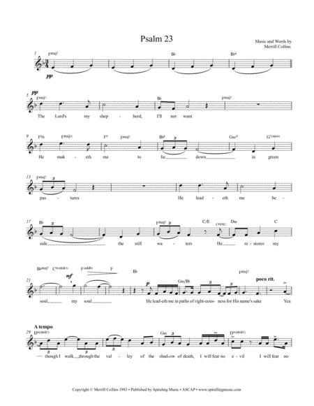 Psalm 23 F Lead Sheet Sheet Music