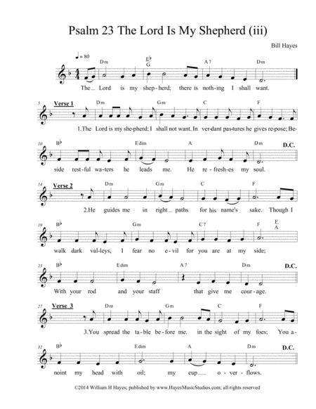 Free Sheet Music Psalm 23 The Lord Is My Shepherd Iii