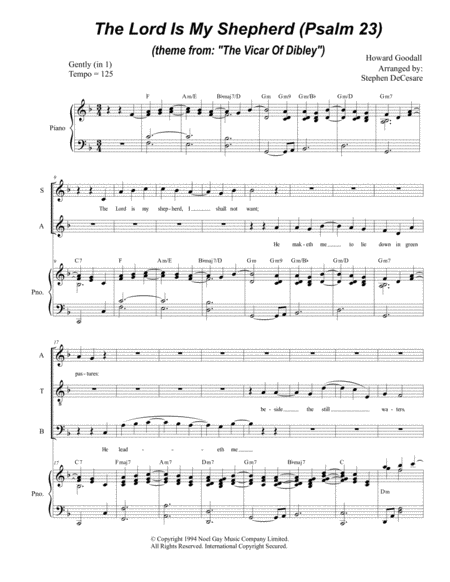 Psalm 23 Theme From The Vicar Of Dibley For Satb Sheet Music