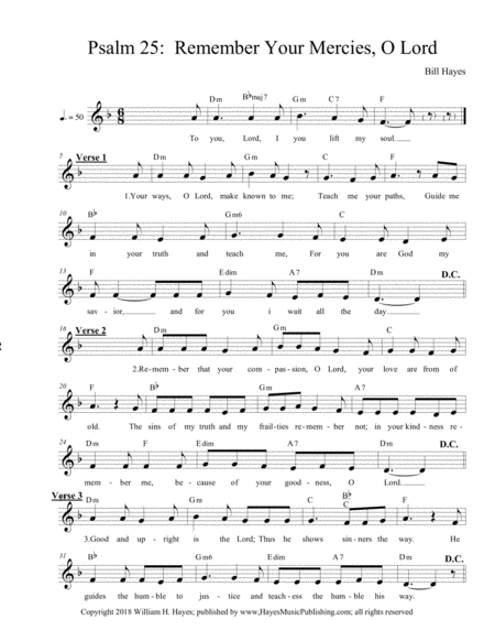 Psalm 25 Remember Your Mercies O Lord Sheet Music