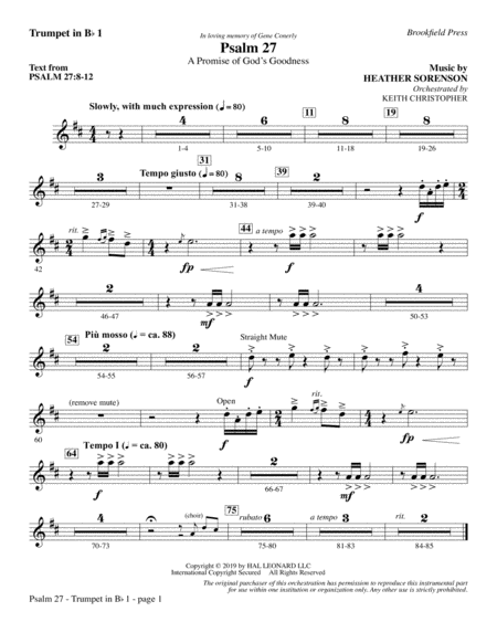 Psalm 27 Bb Trumpet 1 Sheet Music