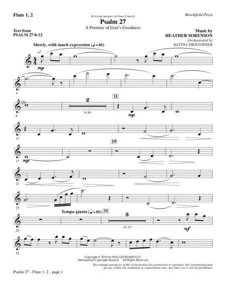 Psalm 27 Flute 1 2 Sheet Music