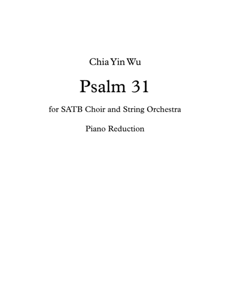 Psalm 31 Piano Reduction Sheet Music