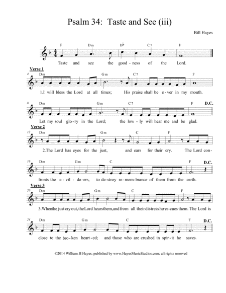 Psalm 34 Taste And See Iii Sheet Music