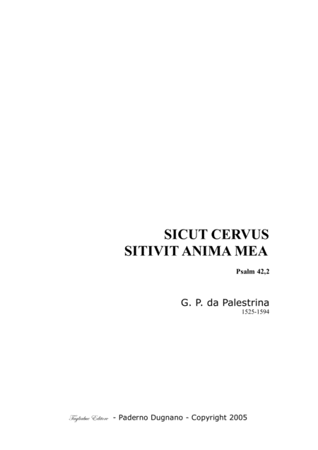 Free Sheet Music Psalm 42 2 Sicut Cervus And Sitivit Anima Mea G Pl Da Palestrina For Satb Choir