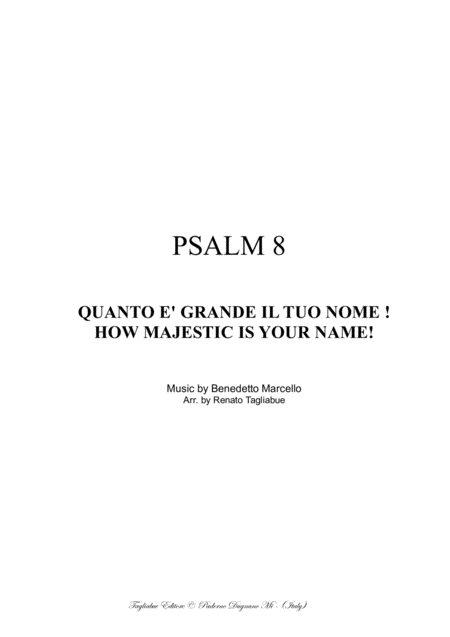 Psalm 8 How Majestic Is Your Name B Marcello Arr For Soprano Tenor Or Any Instr In C And Organ English And Italian Lyrics Sheet Music