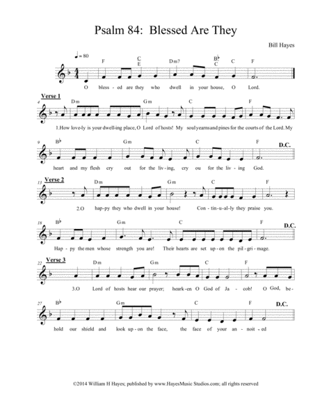 Psalm 84 Blessed Are They Sheet Music