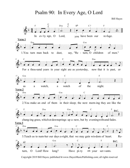 Free Sheet Music Psalm 90 In Every Age O Lord