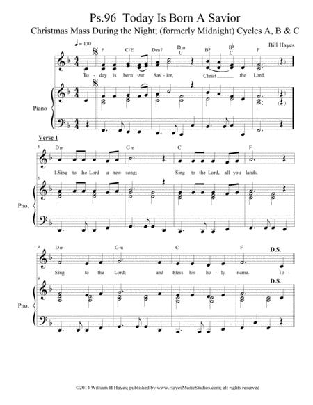 Psalm 96 Today Is Born A Savior Piano Vocal Sheet Music