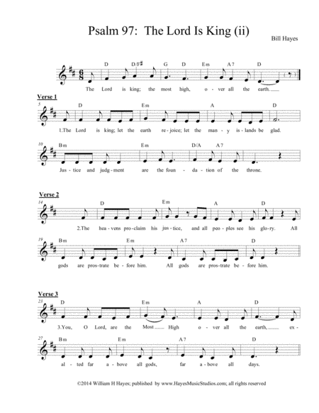 Free Sheet Music Psalm 97 The Lord Is King Ii