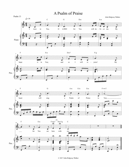 Psalm Of Praise Ps 13 Sheet Music