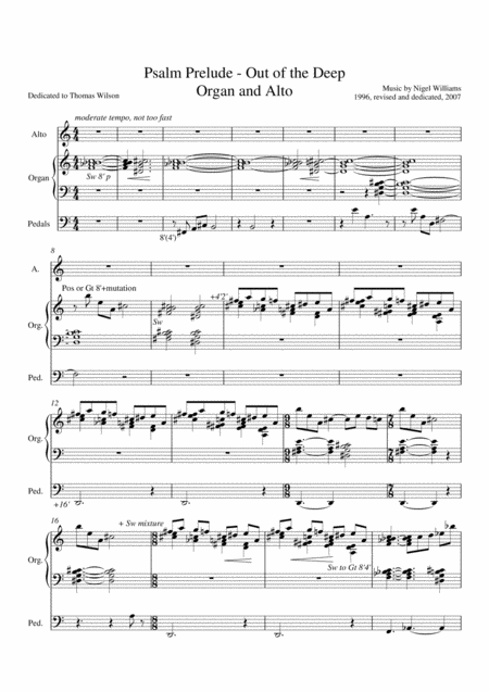 Free Sheet Music Psalm Prelude Out Of The Deep For Organ And Alto Voice